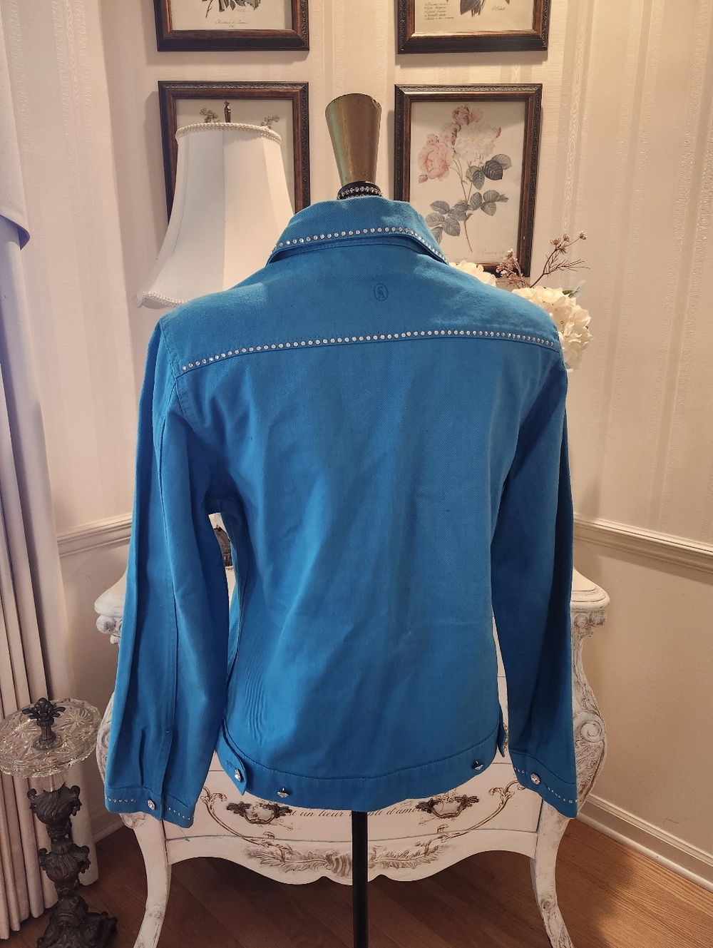 Turquoise Rhinestone Equestrian Western Show Rodeo Jacket Small - Picture 8 of 10